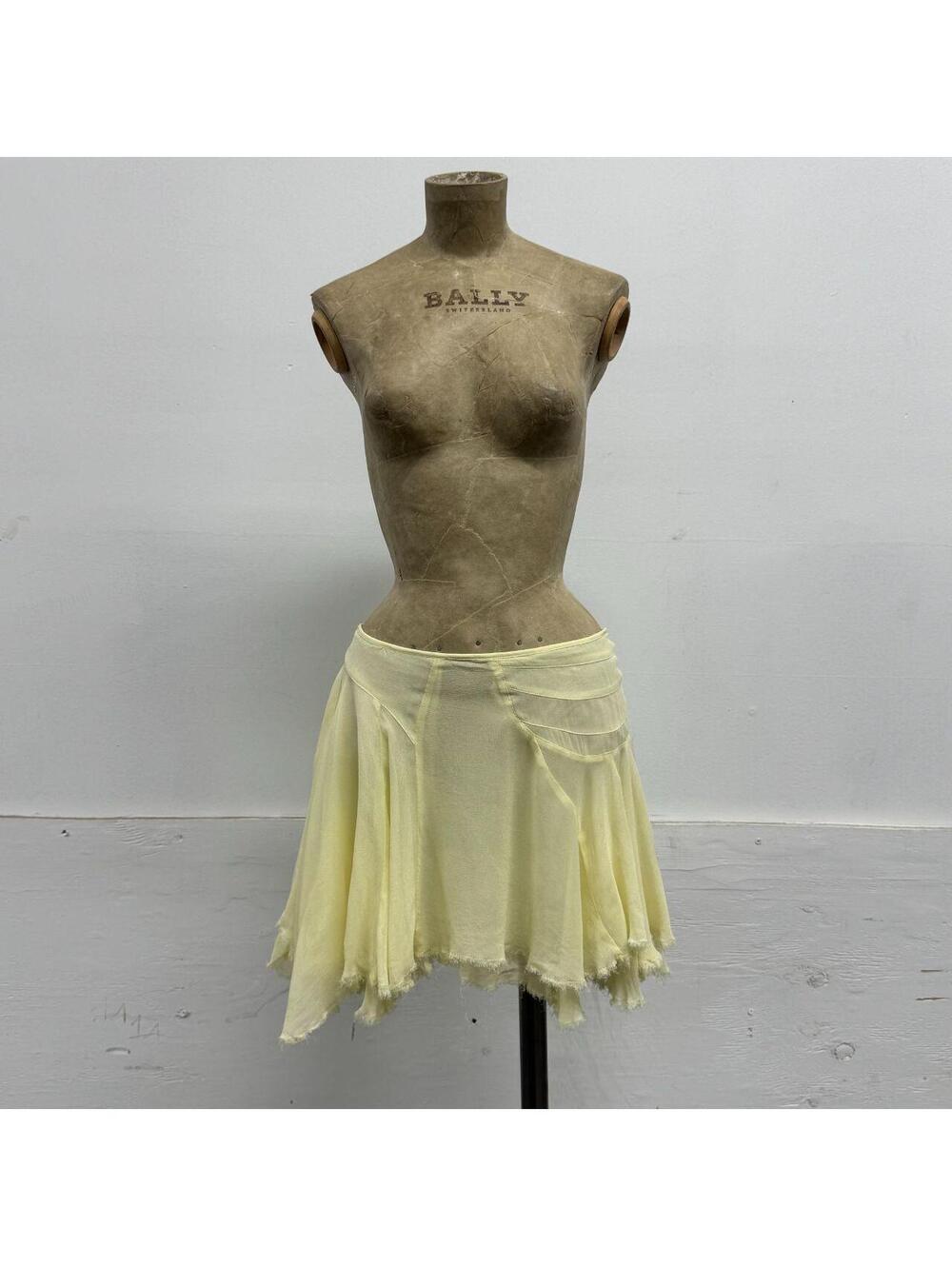 Vintage Y2K Topshop Cream Yellow Asymmetric Fairy Micro-Mini Skirt